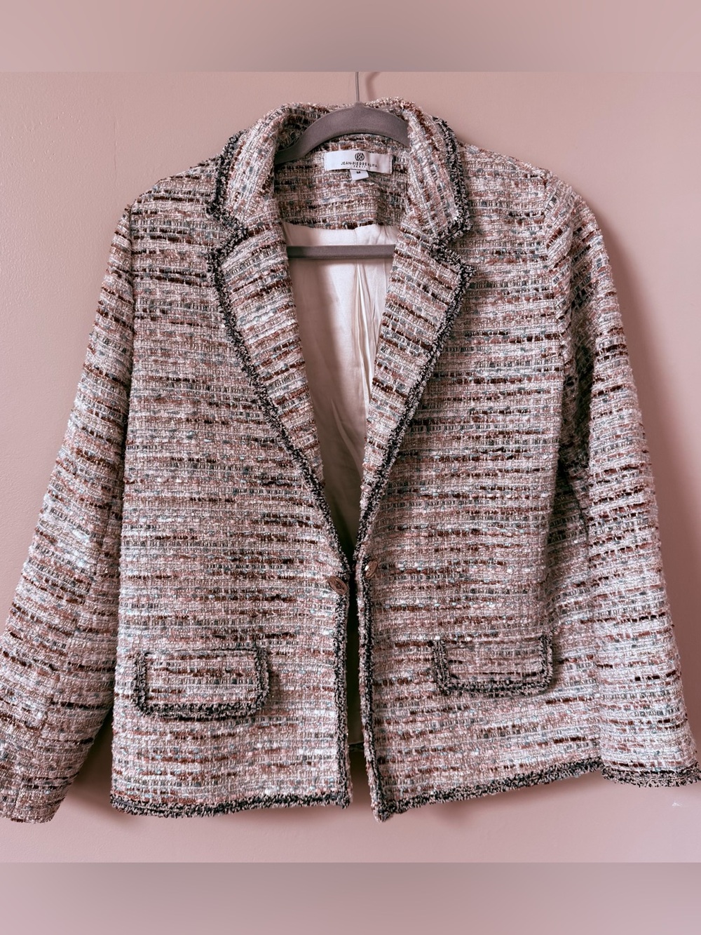 Jean-Pierre Kilfa Tweed Fringe-Trim Crop Jacket